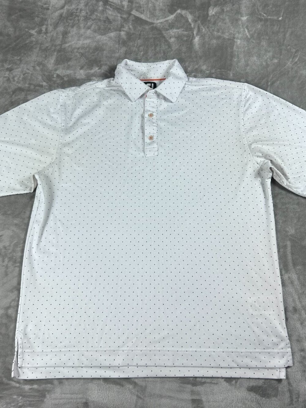 Foot Joy Polo Men's Large White Polka Dots Golf Shirt Athletic Durability